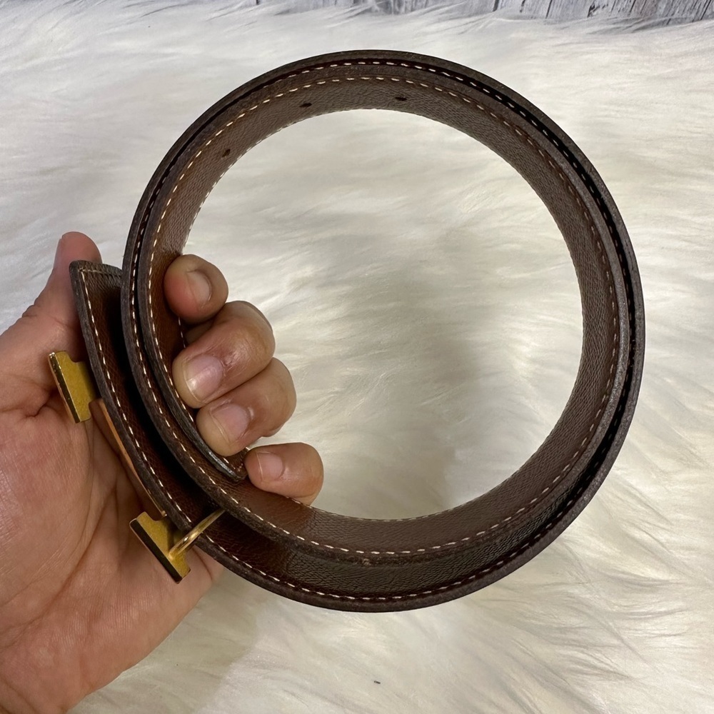 HERMES reversible leather belt in gold hardware - Picture 10 of 16